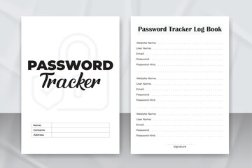 Password Tracker Logbook for KDP interior. Password Tracker Logbook template design for KDP Interior