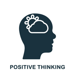 Inspiration and Positive Thinking Silhouette Icon. Sun in Human Head Optimistic Good Emotion Glyph Pictogram. Mental Health Solid Sign. Intellectual Process Symbol. Isolated Vector Illustration