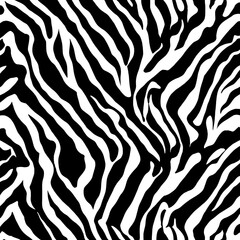 Seamless zebra stripe pattern, white and black animal stripes