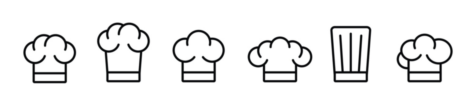 Chef hat icon set. Restaurant sign and symbol. A chef's hat icon collection in line style. Vector illustration