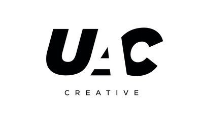 UAC letters negative space logo design. creative typography monogram vector	
