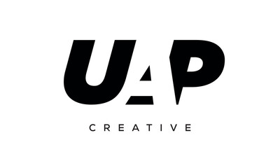 UAP letters negative space logo design. creative typography monogram vector	