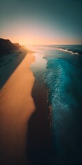 Aerial view of serene beach with gentle waves Generative AI