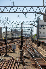 Fototapeta na wymiar 日本の線路、出発の標識