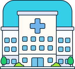 Obraz premium Hospital Medical Clinic Building Healthcare Emergency Tower Treatment Colored Outline