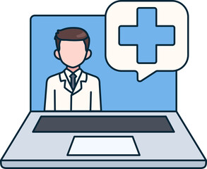 Medical App Application Laptop Computer Service Website Internet Colored Outline