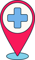 Map Pin Hospital Location Address Pointer Navigation Medical Colored Outline