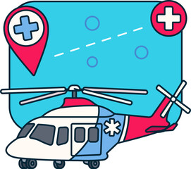 Ambulance Helicopter Vehicle Medical Transport Emergency Help Healthcare Colored Outline