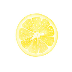Watercolor half lemon yellow, isolated on white background. Vegetable menu.Illustration for design, greeting cards, postcards, kitchen, Vegetable menu