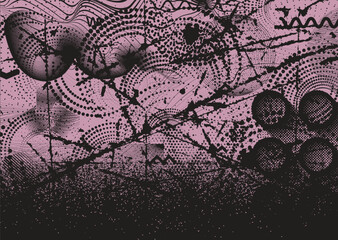 Naklejka premium Aesthetic dotted design element. Duo tone poster . Modern art .Abstract composition . Half tone background. Halftone dots texture effect .Contemporary vector design
