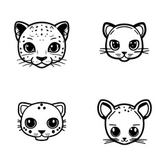 Adorable kawaii panther collection set, hand-drawn with cute expressions and playful poses. Perfect for any animal lover or panther enthusiast