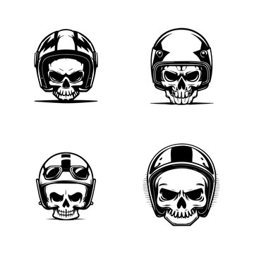 This collection features adorable kawaii skulls wearing biker helmets, perfect for a unique and edgy logo. Hand-drawn with love and detail