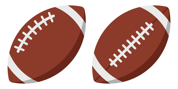 American football ball flat icons set. Vector illustration.