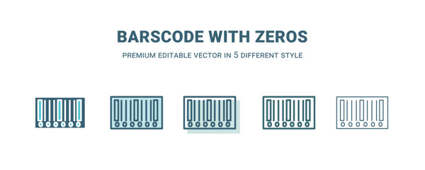 barscode with zeros icon in 5 different style. Outline, filled, two color, thin barscode with zeros icon isolated on white background. Editable vector can be used web and mobile