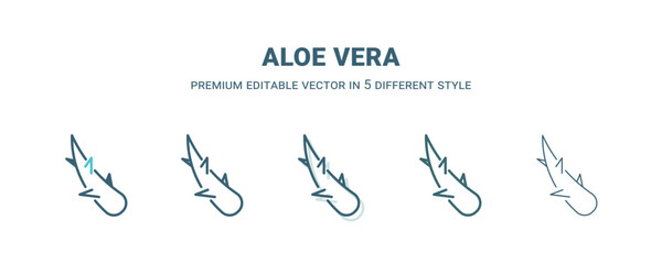aloe vera icon in 5 different style. Outline, filled, two color, thin aloe vera icon isolated on white background. Editable vector can be used web and mobile