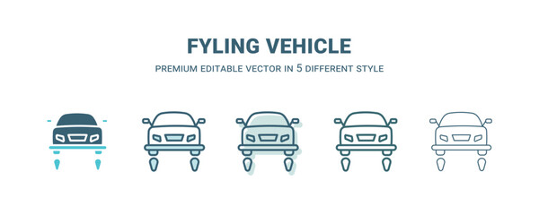 fyling vehicle icon in 5 different style. Outline, filled, two color, thin fyling vehicle icon isolated on white background. Editable vector can be used web and mobile