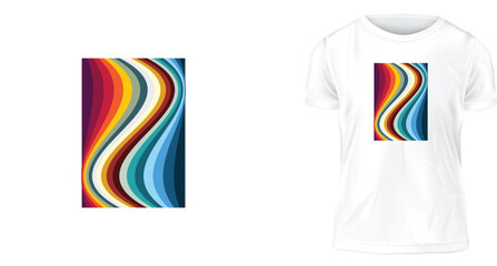 t shirt design template, color wave pattern