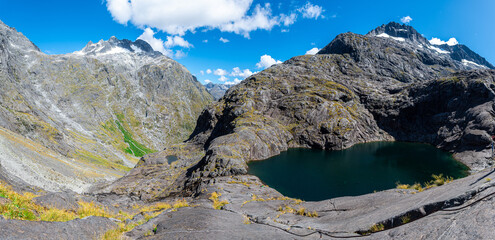 views of fiordland national park in new zealand