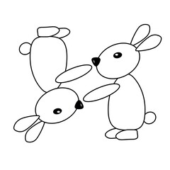 Rabbits illustration, rabbit upside down, bunnies