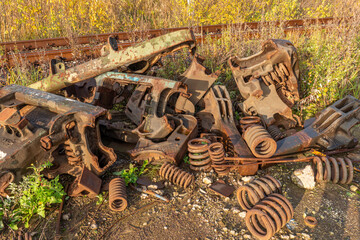 a pile of scrap metal for recycling
