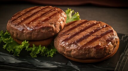 Grilled meat patties, generative ai