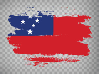 Flag of  Samoa brush stroke background.  Flag Independent State  of Samoa on transparent background for your design, app, UI.  Stock vector. EPS10.