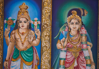 Vishnu and padma goddess colorful painting image: 08-March-2023, Vrindavan, Uttar Pradesh 281121