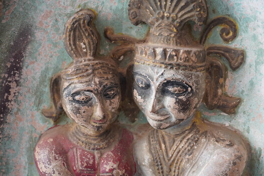 very ancient two statue in a temple image