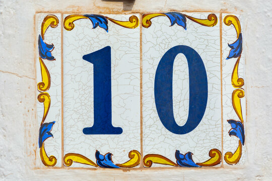 Old Weathered House Number 10, Tile on Wall