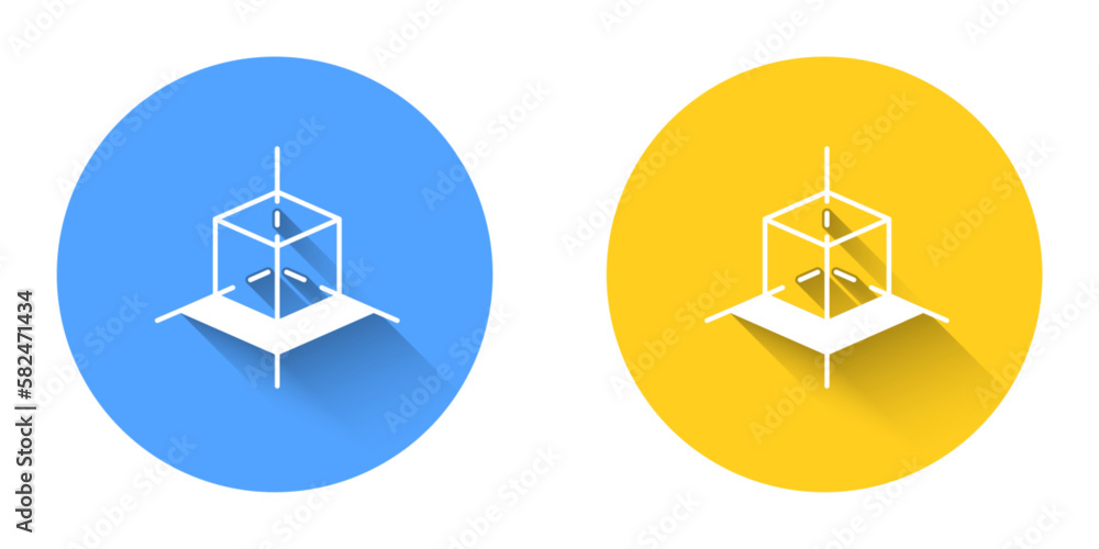 Poster white 3d modeling icon isolated with long shadow background. augmented reality or virtual reality. c