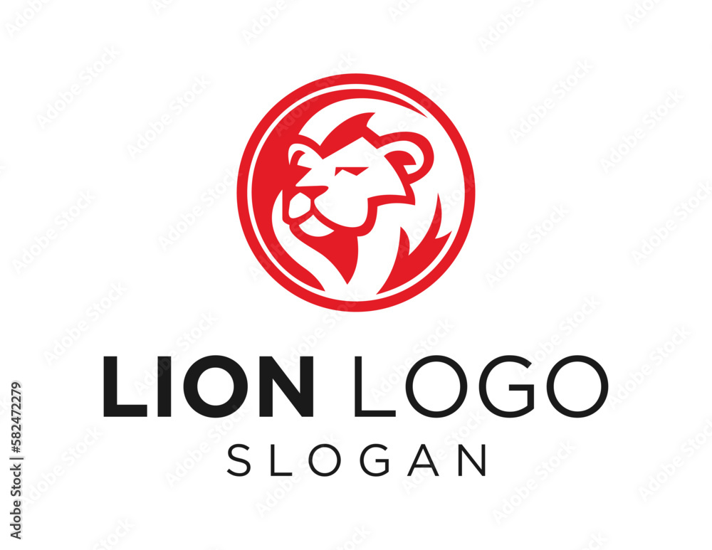 Poster logo design about lion on a white background. made using the coreldraw application.