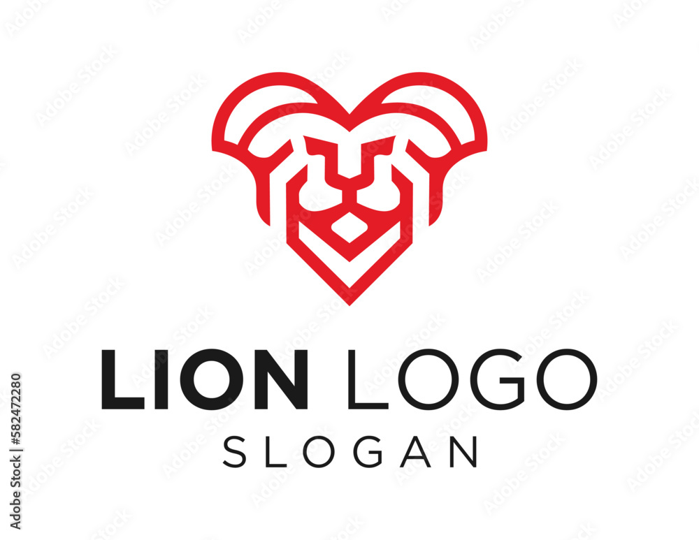 Poster logo design about lion on a white background. made using the coreldraw application.
