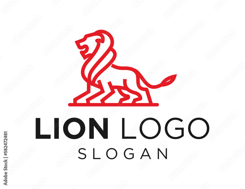 Poster logo design about lion on a white background. made using the coreldraw application.