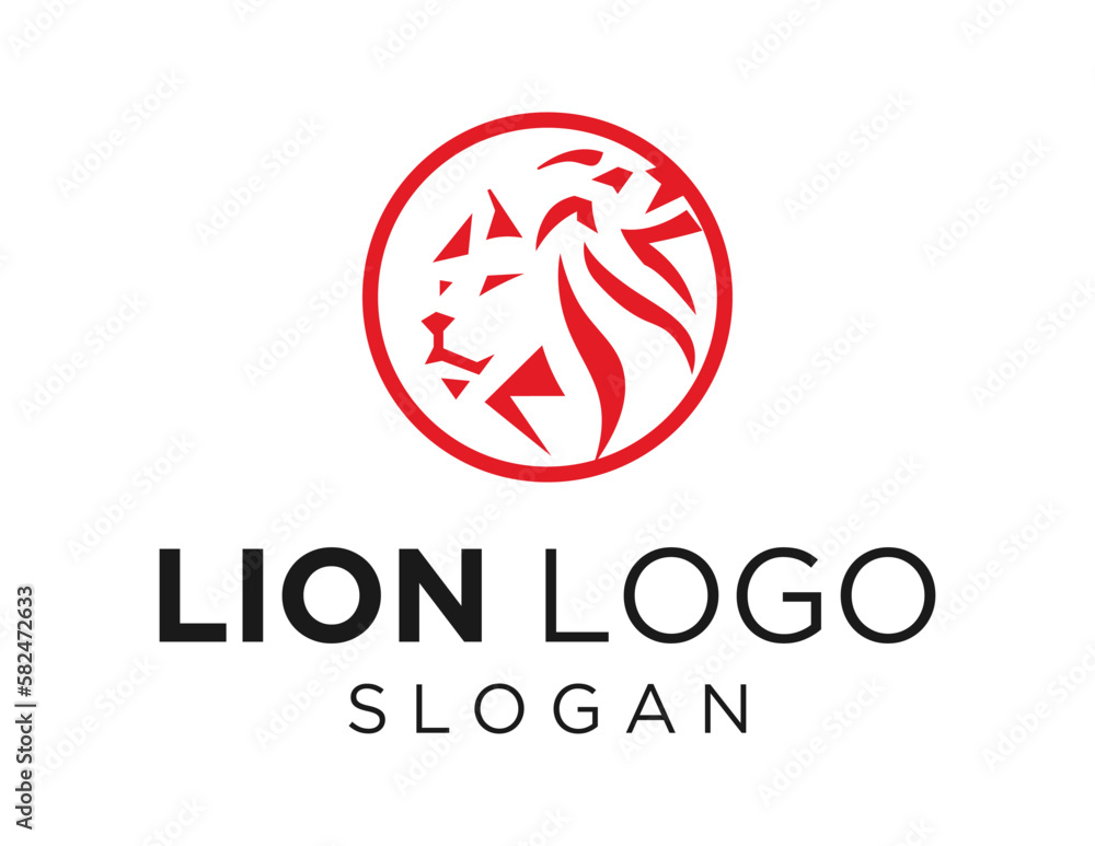 Poster logo design about lion on a white background. made using the coreldraw application.