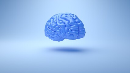 A blue 3D brain model