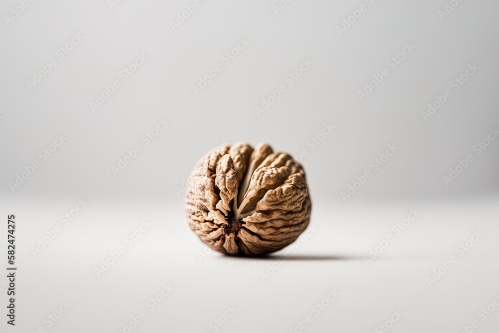 Poster Copy space with a walnut in its shell, on a white backdrop Generative AI