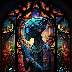 AI Generated Art of Stained Glass Aliens