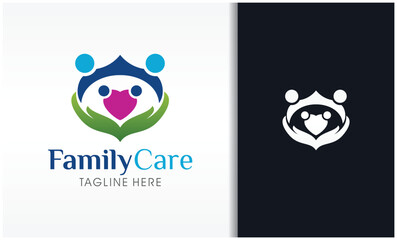 Family care logo template design vector, emblem, design concept, creative symbol, icon