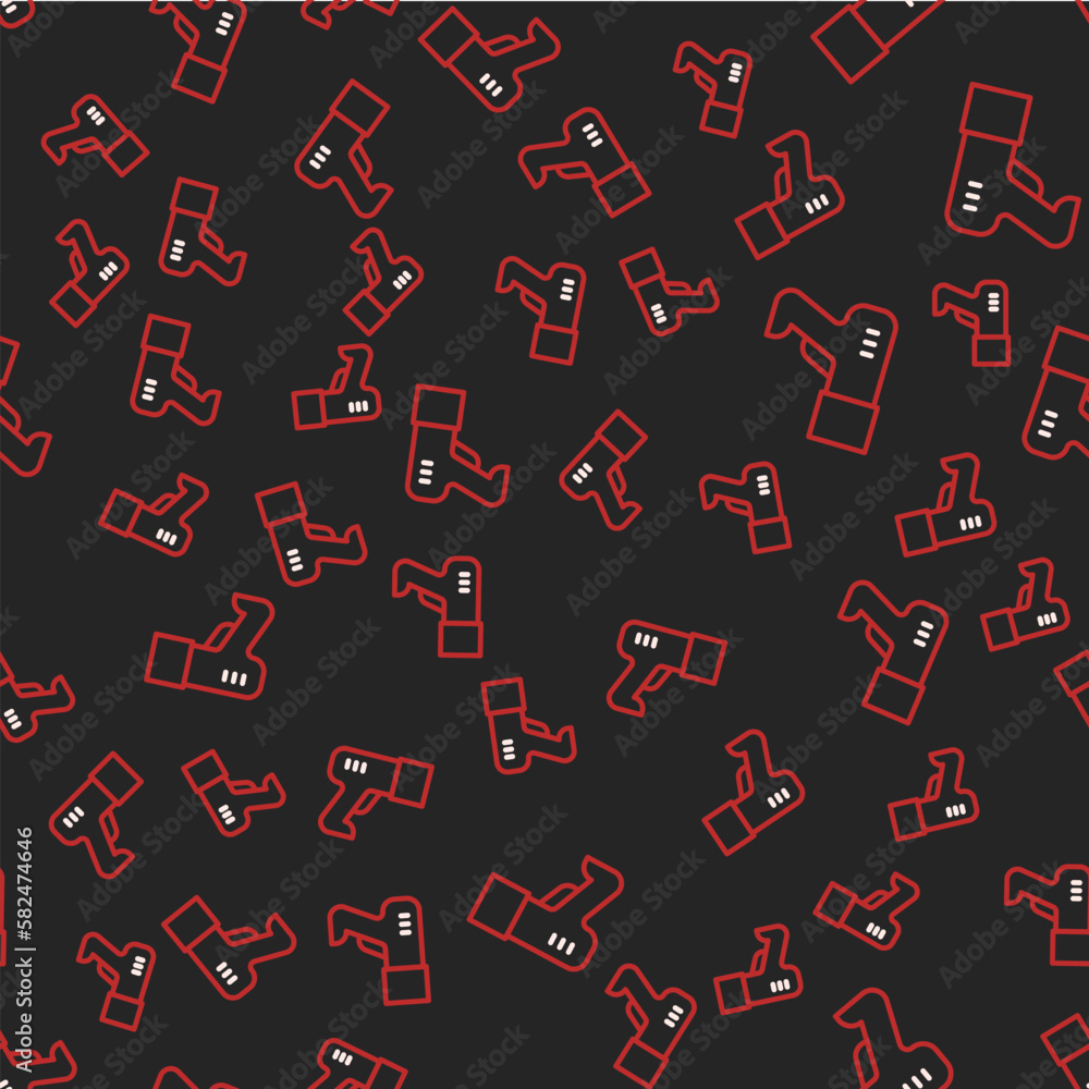 Poster line scanner scanning bar code icon isolated seamless pattern on black background. barcode label sti