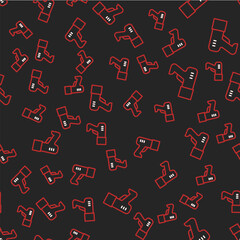 Line Scanner scanning bar code icon isolated seamless pattern on black background. Barcode label sticker. Identification for delivery with bars. Vector