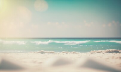 Fototapeta na wymiar a blurry photo of a beach with waves coming in. generative ai