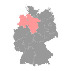 Fototapeta na wymiar Lower Saxony state map. Vector illustration.