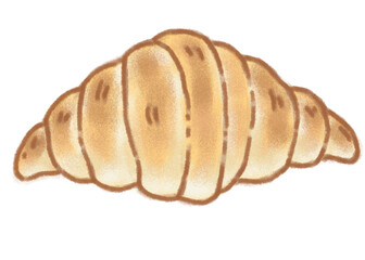french croissant , Hand drawn pastel and chalk illustration