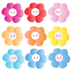 A cute flower with six petals and a smiling face