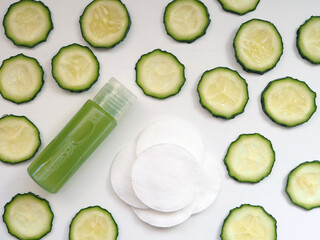 Fresh homemade cucumber skin lotion or toner