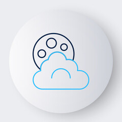 Line Cloud with moon icon isolated on white background. Cloudy night sign. Sleep dreams symbol. Night or bed time sign. Colorful outline concept. Vector