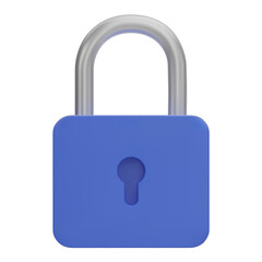 Blue Padlock icons isolated on white background. Minimal lock icon. 3d vector illustration.