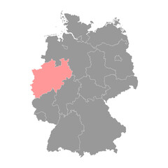 Fototapeta na wymiar North Rhine Westphalia map. Vector illustration.