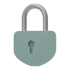 3D green  Padlock icons isolated on white background. Minimal lock icon. 3d vector illustration.
