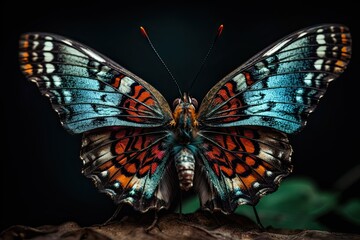 Obraz na płótnie Canvas Close up of a multicolor butterfly. Generative AI